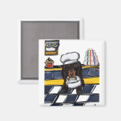 Zwarte Doxie Chef Magneet (Voorkant / Achterkant)