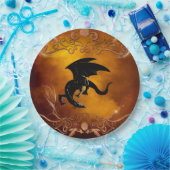 Zwarte draak aan de hemel papieren bordje (Feest)