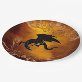 Zwarte draak aan de hemel papieren bordje (Gekanteld)