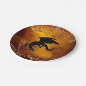 Zwarte draak aan de hemel papieren bordje (Gekanteld)