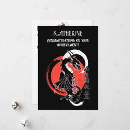 Zwarte draak, aangepast Wenskaart voor rode maan Feestdagenkaart