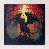 Zwarte Draak bij zonsondergang Legpuzzel (Verticaal)