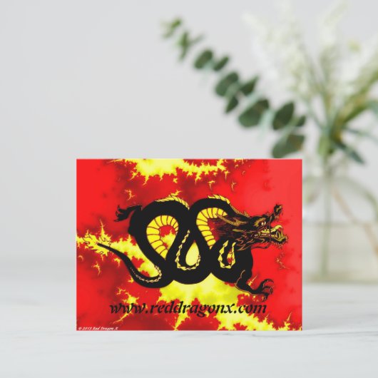 Zwarte draak briefkaart (Staand voorkant)