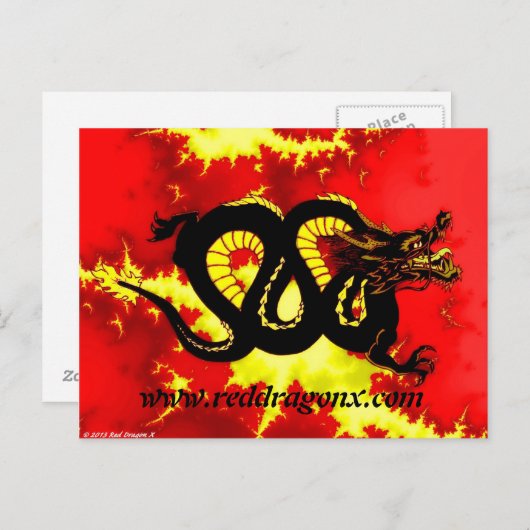 Zwarte draak briefkaart (Voorkant / Achterkant)