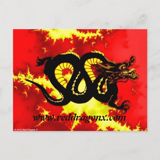 Zwarte draak briefkaart (Voorkant)