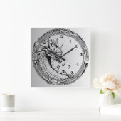 Zwarte Draak Eet De Tijdklok Vierkante Klok (Huis)