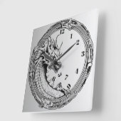Zwarte Draak Eet De Tijdklok Vierkante Klok (Hoek)
