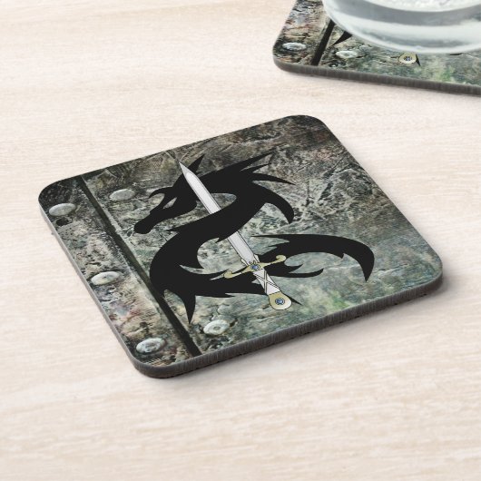 Zwarte draak en zwaard onderzetter (Linkerzijde)