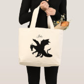 Zwarte draak grote tote bag (Voorkant (product))