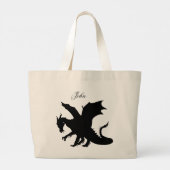Zwarte draak grote tote bag (Achterkant)