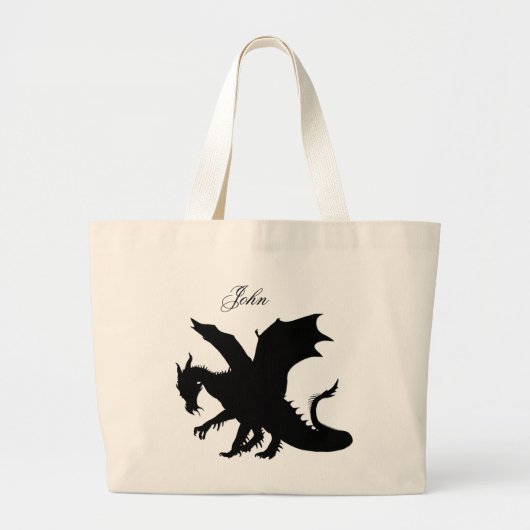 Zwarte draak grote tote bag (Voorkant)