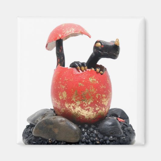 Zwarte draak hatching magneet (Voorkant)