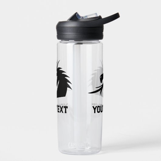 Zwarte draak hoofd creature aangepaste waterfles (Links)