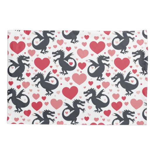 Zwarte draak in de liefde kussensloop (Achterkant)