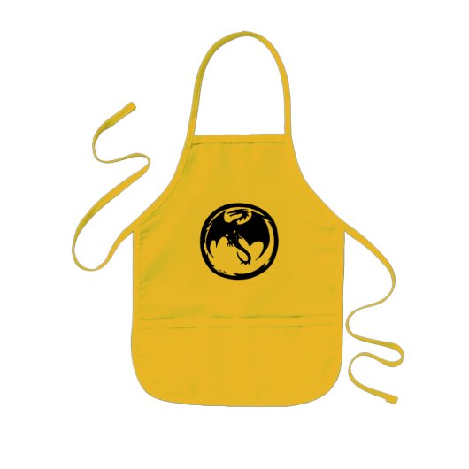 Zwarte draak kinder gele chefapron schort (Voorkant)