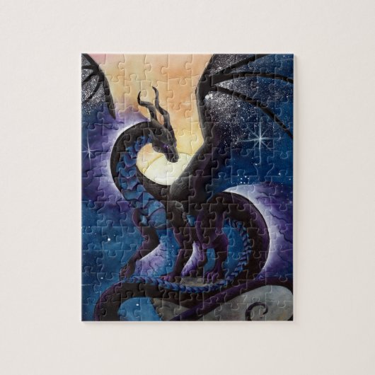 Zwarte draak met Night Sky van Carla Morrow Legpuzzel (Verticaal)