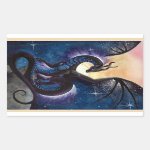 Zwarte draak met Night Sky van Carla Morrow Rechthoekige Sticker