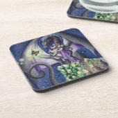 Zwarte draak met vlinderdrakenkunst drankjes onderzetter (Linkerzijde)