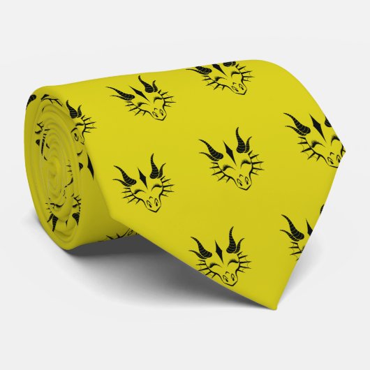 Zwarte draak met wenkbrauwen verhoogde Stropdas (Opgerold)