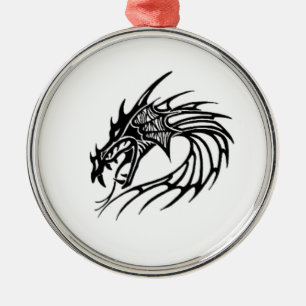 Zwarte draak metalen ornament