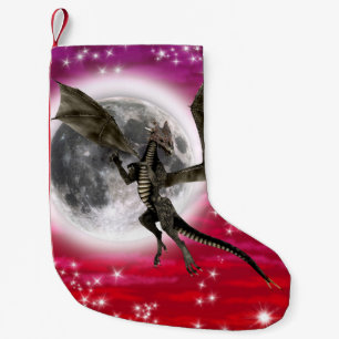 Zwarte Draak - Mythisch Fantasie Wezen Rode Lucht Kleine Kerstsok