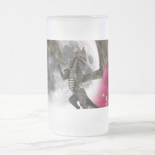 Zwarte Draak - Mythisch Fantasie Wezen Rode Lucht Matglas Bierpul