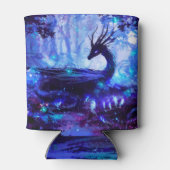 Zwarte draak, nachtelijke bosscène. blikjeskoeler (Achterkant)