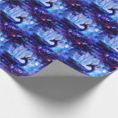 Zwarte draak, nachtelijke bosscène. cadeaupapier (Hoek)