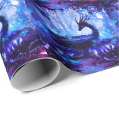 Zwarte draak, nachtelijke bosscène. cadeaupapier (Rol Hoek)