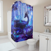 Zwarte draak, nachtelijke bosscène. douchegordijn (In situ)