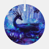 Zwarte draak, nachtelijke bosscène. glas ornament (Achterkant)