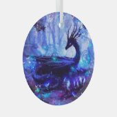 Zwarte draak, nachtelijke bosscène. glas ornament (Voorkant Rechts)