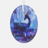 Zwarte draak, nachtelijke bosscène. glas ornament (Voorkant links)