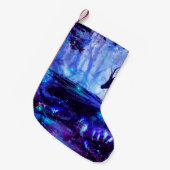 Zwarte draak, nachtelijke bosscène. kleine kerstsok (Voorkant (Hangend))