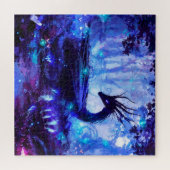 Zwarte draak, nachtelijke bosscène. legpuzzel (Horizontaal)