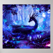 Zwarte draak, nachtelijke bosscène. poster (Voorkant)