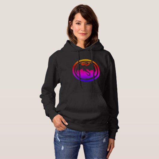 Zwarte Draak neon dames sweatshirt met capuchon (Voorkant volledig)