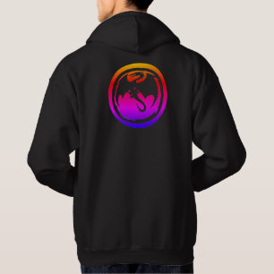 Zwarte Draak neon heren zwarte hoodie achterkant