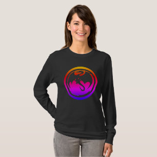 Zwarte Draak neon vrouwen zwart lang mouw shirt