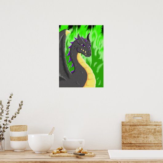 Zwarte draak poster (Keuken)