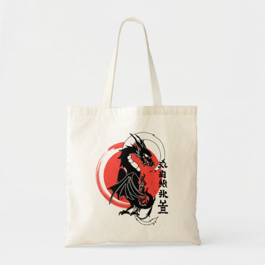 Zwarte draak, rode maan tote bag (Voorkant)