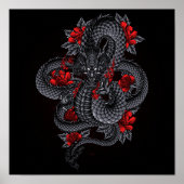 Zwarte draak, rode rozen poster (Voorkant)