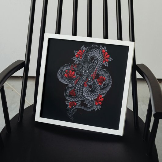 Zwarte draak, rode rozen poster