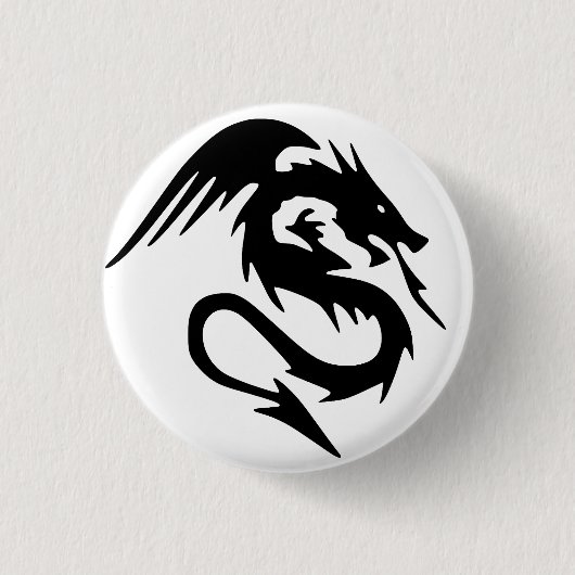 Zwarte draak ronde button 3,2 cm (Voorkant)