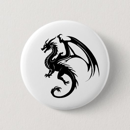 Zwarte draak ronde button 5,7 cm (Voorkant)