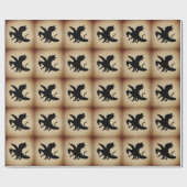 Zwarte Draak Rustieke Achtergrond Cadeaupapier (Vlak)