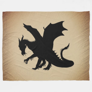 Zwarte Draak Rustieke Achtergrond Fleece Deken