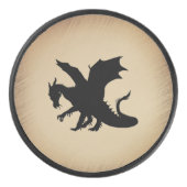 Zwarte Draak Rustieke Achtergrond Hockey Puck (Voorkant)