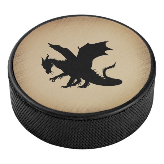 Zwarte Draak Rustieke Achtergrond Hockey Puck (3/4)
