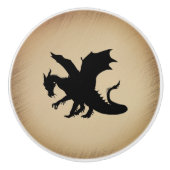 Zwarte Draak Rustieke Achtergrond Keramische Knop (Voorkant)